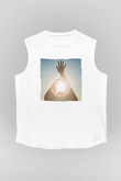Alcest Baskılı Beyaz Unisex Kolsuz Tişört - Tshirt