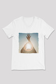 Alcest Baskılı Beyaz Unisex V Yaka Tişört - Tshirt