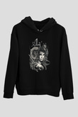 Alcest Baskılı Unisex Siyah Kapüşonlu Sweatshirt