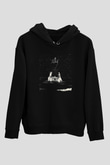 Alcest Baskılı Unisex Siyah Kapüşonlu Sweatshirt