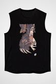 Alcest Baskılı Unisex Siyah Kolsuz Tişört - Tshirt