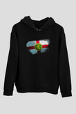Alderney Bayrağı Baskılı Unisex Siyah Hoodie