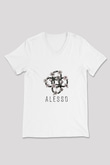 Alesso Baskılı Beyaz V Yaka Unisex Tişört