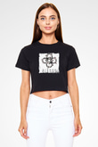 Alesso Baskılı Crop Top Siyah Kadın Tişört