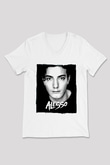 Alesso Beyaz Unisex V Yaka Tişört