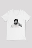 Alesso Beyaz Unisex V Yaka Tişört