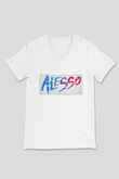 Alesso Beyaz Unisex V Yaka Tişört