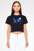 Alesso Siyah  Crop Top Tişört