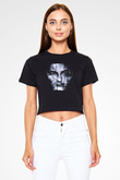 Alesso Siyah  Crop Top Tişört