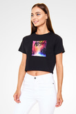 Alesso Siyah  Crop Top Tişört