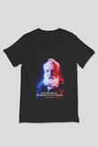 Alexander Graham Bell Alıntı Renkli Baskılı Unisex V Yaka Siyah Tİşört - Tshirt