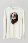 Alexander Graham Bell Baskılı Unisex Ekru Sweatshirt