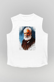 Alexander Graham Bell Baskılı Unisex Kolsuz Beyaz Tişört - Tshirt