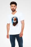 Alexander Graham Bell Baskılı Unisex V Yaka Beyaz Tişört - Tshirt