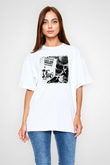 Alice Cooper Baskılı Unisex Beyaz Oversize Tişört