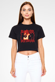 Alice Cooper Siyah Crop Top Tişört
