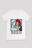 Alice in Chains Beyaz Unisex V Yaka Tişört T-Shirt