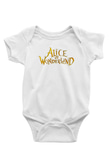 Alice in Wonderland Baskılı Beyaz Unisex Bebek Body - Zıbın