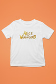 Alice in Wonderland Baskılı Beyaz Unisex Çocuk Tişört