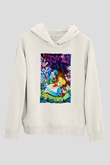 Alice in Wonderland Beyaz Unisex Hoodie