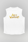 Alice in Wonderland Beyaz Unisex Kolsuz Tişört