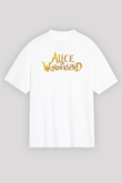 Alice in Wonderland Beyaz Unisex Oversize Tişört T-Shirt