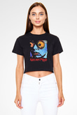 Alien Sex Fiend Baskılı Siyah Crop Top Kadın Tişört - Tshirt