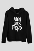 Alien Sex Fiend Baskılı Unisex Siyah Kapüşonlu Sweatshirt