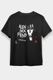 Alien Sex Fiend Baskılı Unisex Siyah Tişört - Tshirt