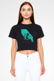 Alien Siyah Crop Top Tişört