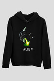 Alien Siyah Unisex Hoodie