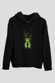 Alien Siyah Unisex Kapşonlu Sweatshirt