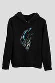 Alien Siyah Unisex Kapşonlu Sweatshirt