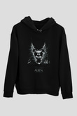 Alien Siyah Unisex Kapüşonlu Sweatshirt