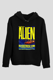 Alien Siyah Unisex Kapüşonlu Sweatshirt