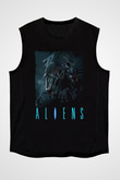Alien Siyah Unisex Kolsuz Tişört