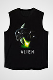 Alien Siyah Unisex Kolsuz Tişört