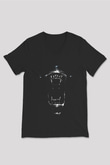 Alien Siyah Unisex V Yaka Tişört T-Shirt