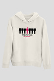 Alkol Beyaz Unisex Kapşonlu Sweatshirt