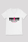 Alkol Beyaz Unisex V Yaka Tişört T-Shirt