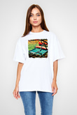 All-American Rejects Baskılı Unisex Beyaz Oversize Tişört