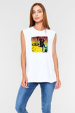All Time Low Baskılı Unisex Beyaz Kolsuz Tişört