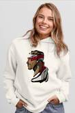 Allen Iverson Baskılı Beyaz Unisex Kapüşonlu Sweatshirt