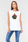 Allen Iverson Baskılı Beyaz Unisex Kolsuz Tişört - Tshirt