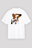 Allen Iverson Baskılı Beyaz Unisex Oversize Tişört - Tshirt