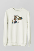 Allen Iverson Baskılı Beyaz Unisex Sweatshirt