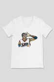 Allen Iverson Baskılı Beyaz Unisex V Yaka Tişört - Tshirt