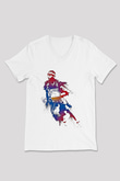 Allen Iverson Baskılı Beyaz Unisex V Yaka Tişört - Tshirt