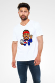 Allen Iverson Baskılı Beyaz Unisex V Yaka Tişört - Tshirt