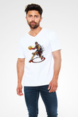 Allen Iverson Baskılı Beyaz Unisex V Yaka Tişört - Tshirt
